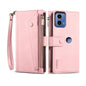 Pour Motorola Edge 50 Fusion ESEBLE Étui de téléphone en cuir givré rétro RFID (Or rose)