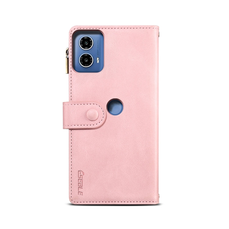 Pour Motorola Edge 50 Fusion ESEBLE Étui de téléphone en cuir givré rétro RFID (Or rose)