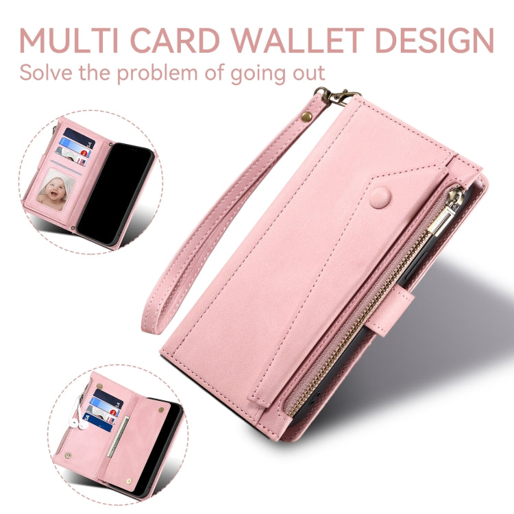 Pour Motorola Edge 50 Fusion ESEBLE Étui de téléphone en cuir givré rétro RFID (Or rose)
