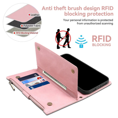 Pour Motorola Edge 50 Fusion ESEBLE Étui de téléphone en cuir givré rétro RFID (Or rose)