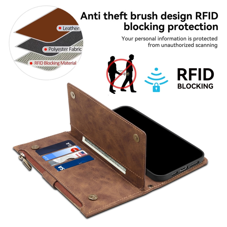 For Motorola Moto E14 ESEBLE Retro Frosted RFID Leather Phone Case(Brown)