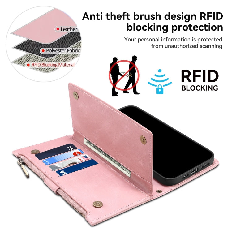 For Motorola Moto G85 ESEBLE Retro Frosted RFID Leather Phone Case(Rose Gold)