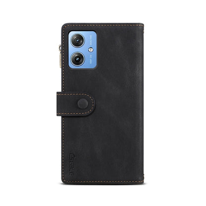 Pour Motorola Moto G54 Power 5G ESEBLE Étui de téléphone en cuir givré rétro RFID (Noir)