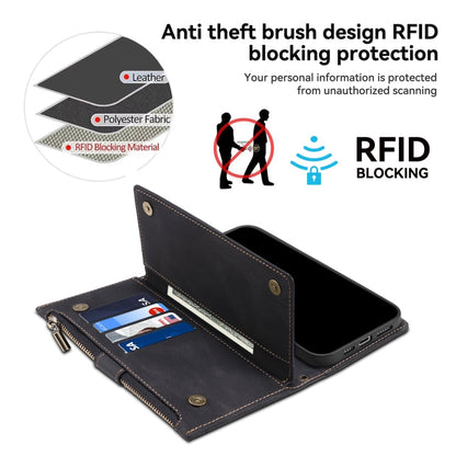Pour Motorola Moto G54 Power 5G ESEBLE Étui de téléphone en cuir givré rétro RFID (Noir)