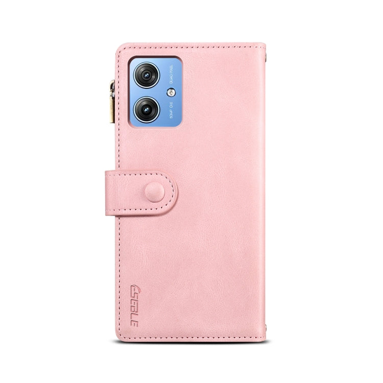 Pour Motorola Moto G64 5G Global ESEBLE Housse de téléphone en cuir givré rétro RFID (Or rose)