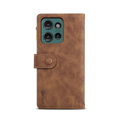 For Motorola Edge 50 5G Global ESEBLE Retro Frosted RFID Leather Phone Case(Brown)