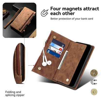 For Motorola Edge 50 5G Global ESEBLE Retro Frosted RFID Leather Phone Case(Brown)