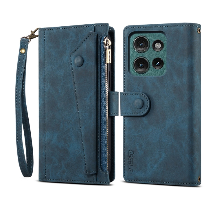 Pour Motorola Moto G75 5G ESEBLE Coque de téléphone en cuir dépoli rétro RFID (vert foncé)