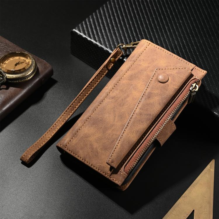 Pour étui de téléphone en cuir givré rétro RFID ESEBLE Motorola Edge 60 Pro (marron)