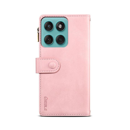 Pour Motorola Edge 60 ESEBLE Étui de téléphone en cuir dépoli rétro RFID (Or rose)