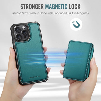 For iPhone 15 Pro Max JEEHOOD J05 Business Magnetic Style RFID Leather Phone Case(Blue Green)