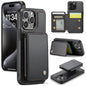 Pour iPhone 15 Pro, étui de téléphone en cuir JEEHOOD J05 de style professionnel avec RFID et aimant (noir)