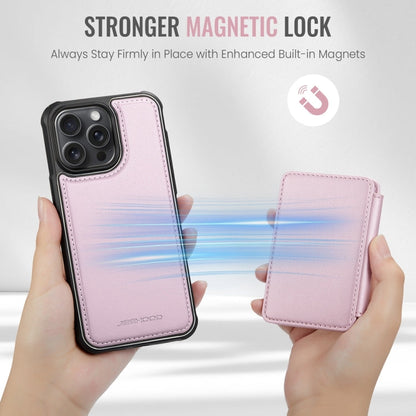 For iPhone 14 Pro Max JEEHOOD J05 Business Magnetic Style RFID Leather Phone Case(Pink)