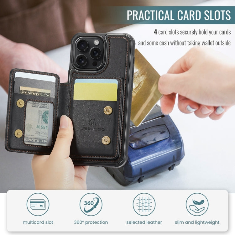 For iPhone 14 Pro JEEHOOD J05 Business Magnetic Style RFID Leather Phone Case(Black)
