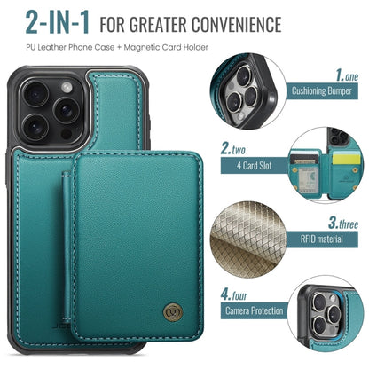 For iPhone 13 Pro JEEHOOD J05 Business Magnetic Style RFID Leather Phone Case(Blue Green)