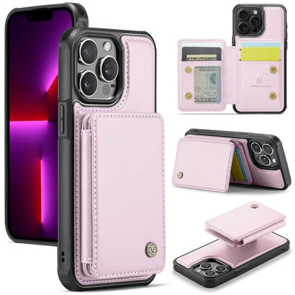 Pour iPhone 13 Pro Max JEEHOOD J05 Étui de Téléphone en Cuir RFID Style Affaires Magnétique (Rose)