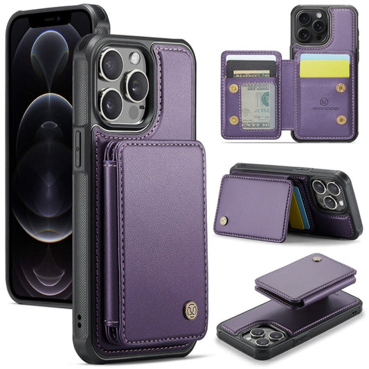 Pour iPhone 12 Pro Max Étui de téléphone en cuir JEEHOOD J05 Business de style magnétique RFID (violet)