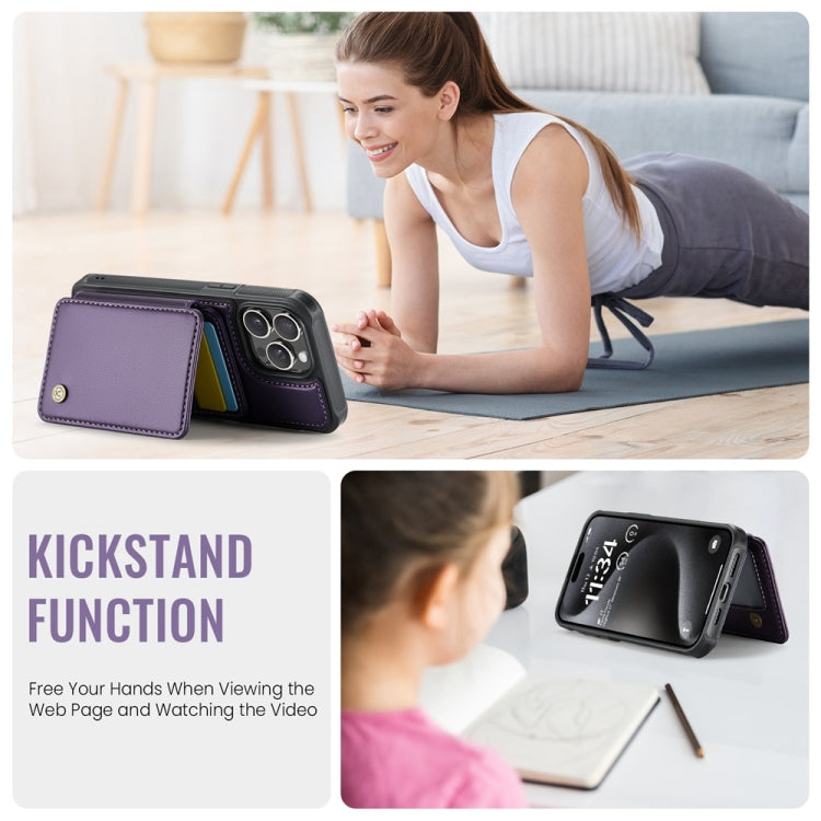 For iPhone 12 Pro Max JEEHOOD J05 Business Magnetic Style RFID Leather Phone Case(Purple)