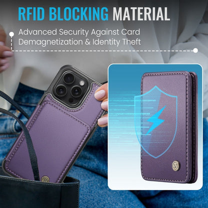 For iPhone 12 Pro Max JEEHOOD J05 Business Magnetic Style RFID Leather Phone Case(Purple)