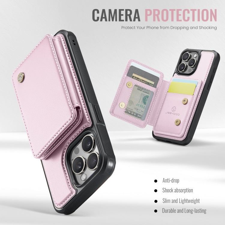 For iPhone 12 Pro Max JEEHOOD J05 Business Magnetic Style RFID Leather Phone Case(Pink)