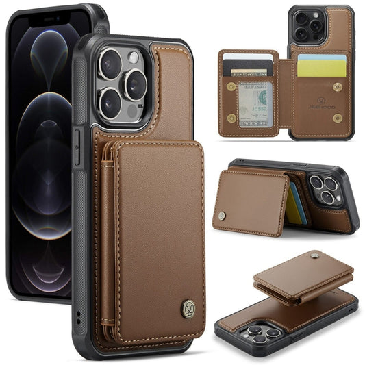 Pour iPhone 12 Pro Max Étui de téléphone en cuir JEEHOOD J05 Business de style magnétique avec protection RFID (Marron)