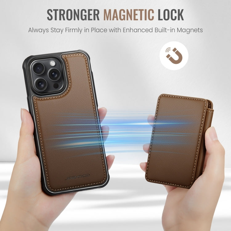 For iPhone 12 Pro Max JEEHOOD J05 Business Magnetic Style RFID Leather Phone Case(Brown)