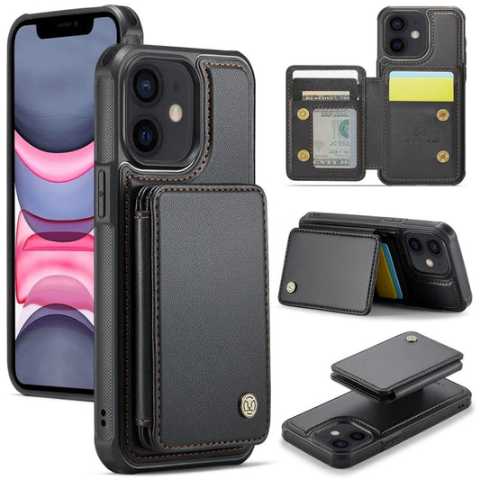 For iPhone 11 JEEHOOD J05 Business Magnetic Style RFID Leather Phone Case(Black)