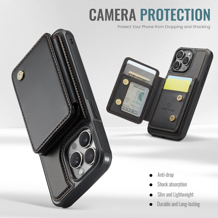 For iPhone 11 JEEHOOD J05 Business Magnetic Style RFID Leather Phone Case(Black)