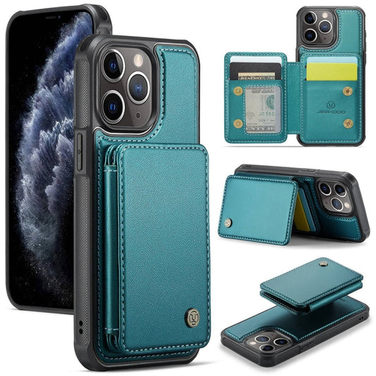 For iPhone 11 Pro JEEHOOD J05 Business Magnetic Style RFID Leather Phone Case(Blue Green)