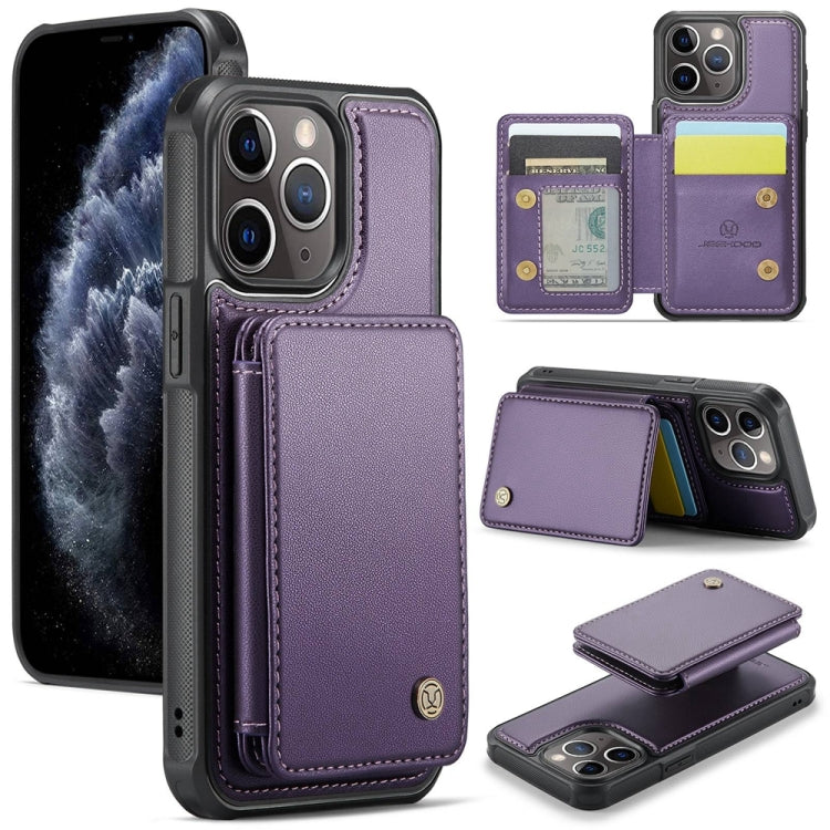 For iPhone 11 Pro Max JEEHOOD J05 Business Magnetic Style RFID Leather Phone Case(Purple)