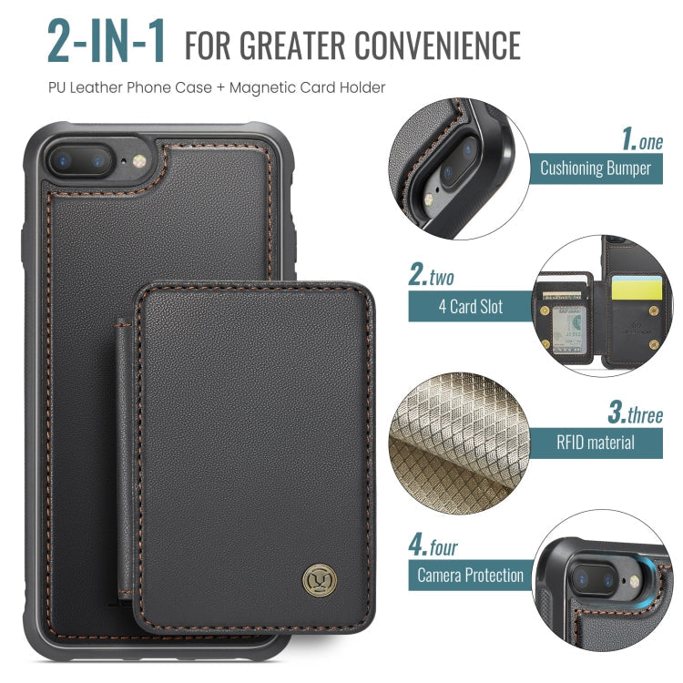 For iPhone 8 Plus / 7 Plus / 6 Plus JEEHOOD J05 Business Magnetic Style RFID Leather Phone Case(Black)