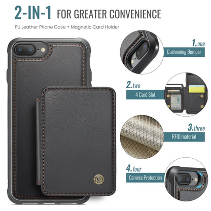 For iPhone 8 Plus / 7 Plus / 6 Plus JEEHOOD J05 Business Magnetic Style RFID Leather Phone Case(Black)