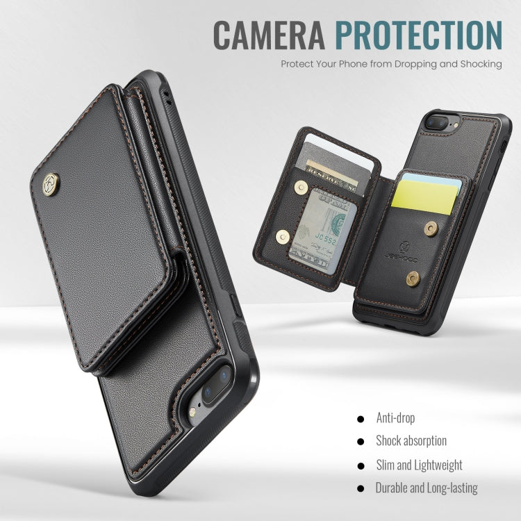 For iPhone 8 Plus / 7 Plus / 6 Plus JEEHOOD J05 Business Magnetic Style RFID Leather Phone Case(Black)