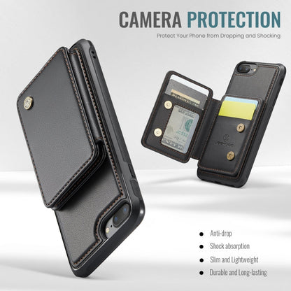 For iPhone 8 Plus / 7 Plus / 6 Plus JEEHOOD J05 Business Magnetic Style RFID Leather Phone Case(Black)
