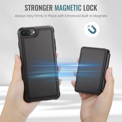 For iPhone 8 Plus / 7 Plus / 6 Plus JEEHOOD J05 Business Magnetic Style RFID Leather Phone Case(Black)