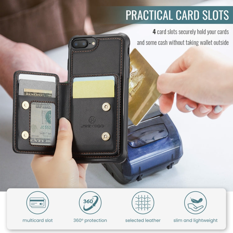 For iPhone 8 Plus / 7 Plus / 6 Plus JEEHOOD J05 Business Magnetic Style RFID Leather Phone Case(Black)