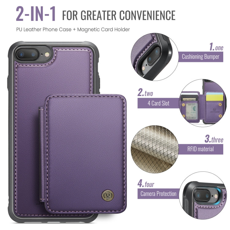 Pour iPhone 8 Plus / 7 Plus / 6 Plus, étui de téléphone en cuir JEEHOOD J05 Business magnétique de style RFID (violet)