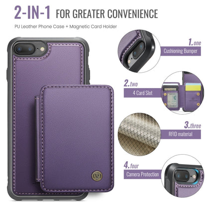 Pour iPhone 8 Plus / 7 Plus / 6 Plus, étui de téléphone en cuir JEEHOOD J05 Business magnétique de style RFID (violet)
