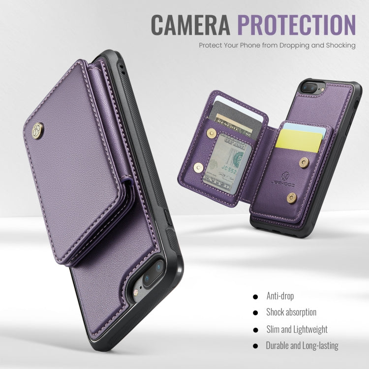 Pour iPhone 8 Plus / 7 Plus / 6 Plus, étui de téléphone en cuir JEEHOOD J05 Business magnétique de style RFID (violet)
