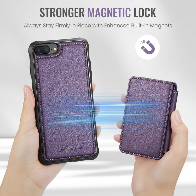 Pour iPhone 8 Plus / 7 Plus / 6 Plus, étui de téléphone en cuir JEEHOOD J05 Business magnétique de style RFID (violet)