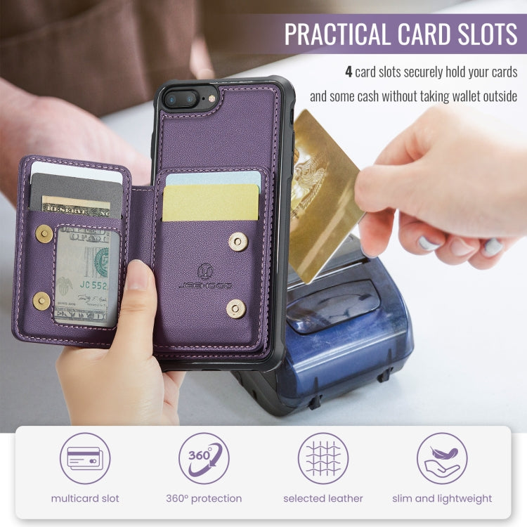 Pour iPhone 8 Plus / 7 Plus / 6 Plus, étui de téléphone en cuir JEEHOOD J05 Business magnétique de style RFID (violet)