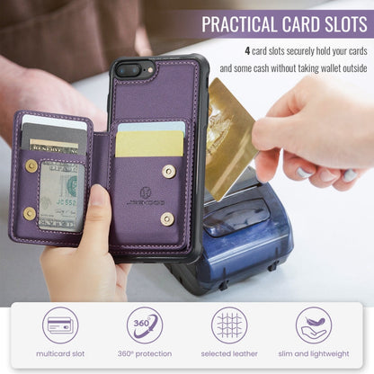 Pour iPhone 8 Plus / 7 Plus / 6 Plus, étui de téléphone en cuir JEEHOOD J05 Business magnétique de style RFID (violet)