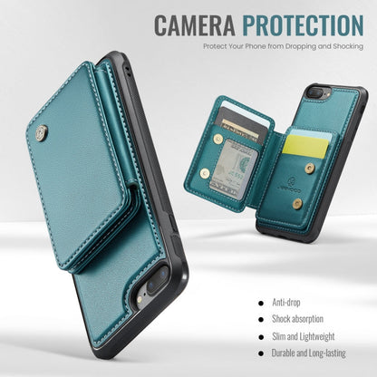 For iPhone 8 Plus / 7 Plus / 6 Plus JEEHOOD J05 Business Magnetic Style RFID Leather Phone Case(Blue Green)