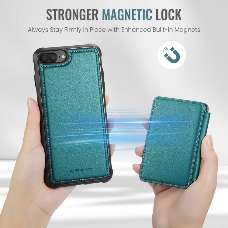 For iPhone 8 Plus / 7 Plus / 6 Plus JEEHOOD J05 Business Magnetic Style RFID Leather Phone Case(Blue Green)