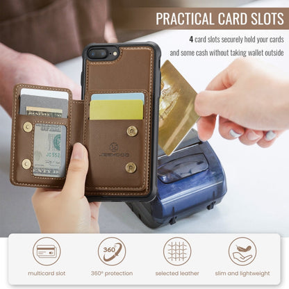 For iPhone 8 Plus / 7 Plus / 6 Plus JEEHOOD J05 Business Magnetic Style RFID Leather Phone Case(Brown)