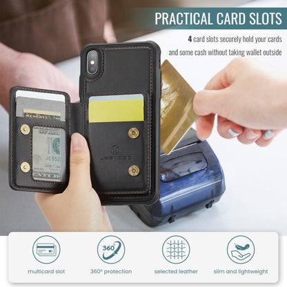 For iPhone X / XS JEEHOOD J05 Business Magnetic Style RFID Leather Phone Case(Black)