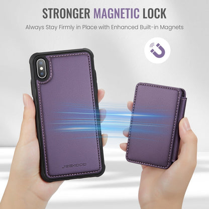 For iPhone X / XS JEEHOOD J05 Business Magnetic Style RFID Leather Phone Case(Purple)