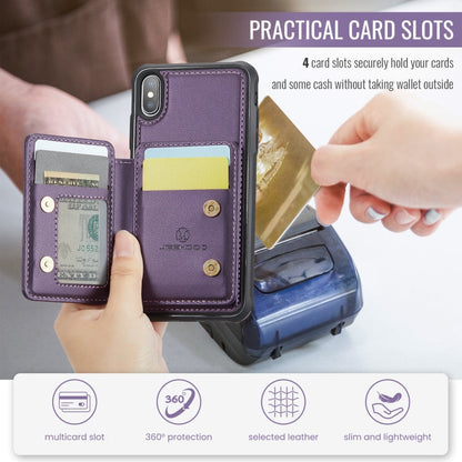 For iPhone X / XS JEEHOOD J05 Business Magnetic Style RFID Leather Phone Case(Purple)