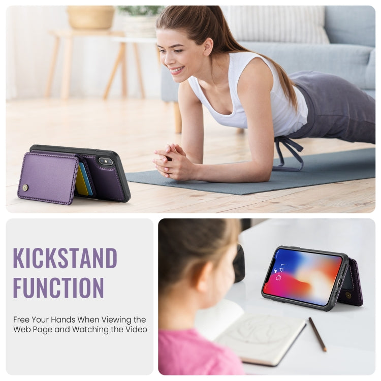 For iPhone X / XS JEEHOOD J05 Business Magnetic Style RFID Leather Phone Case(Purple)