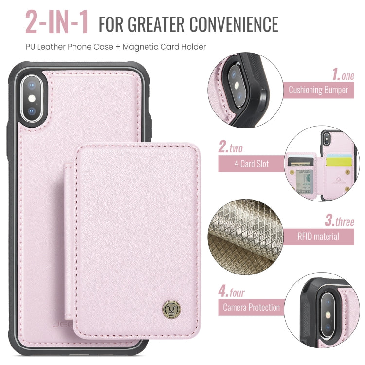For iPhone X / XS JEEHOOD J05 Business Magnetic Style RFID Leather Phone Case(Pink)